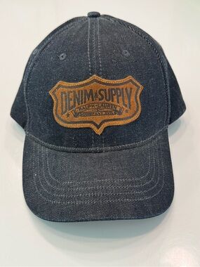Ralph Lauren Dark Blue Denim Baseball Cap with Brown Patch